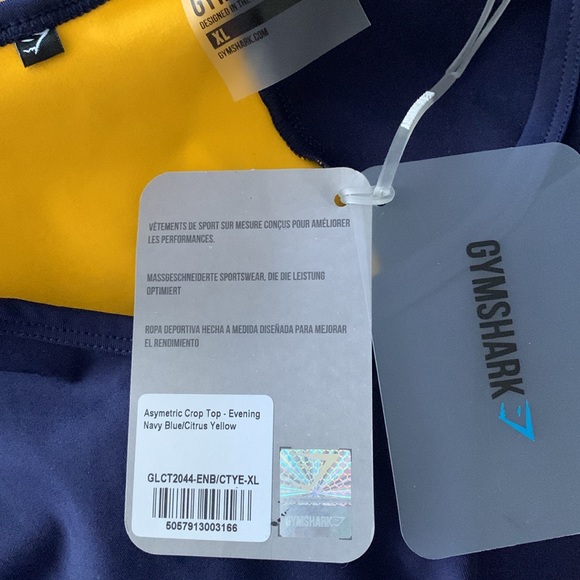 NWT Gymshark asymmetric crop top in navy and gold size XL never worn - Picture 4 of 4
